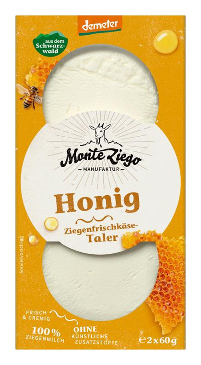 Produktfoto zu Ziegenfrischkäse Taler Honig