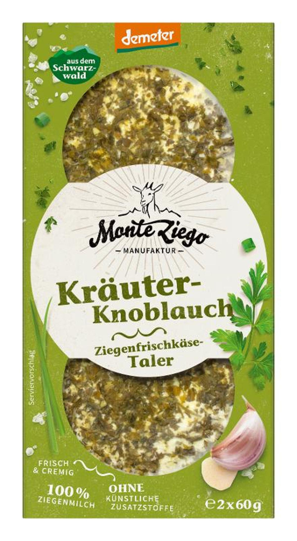 Produktfoto zu Ziegenfrischkäse Taler Kräuter&Knoblauch