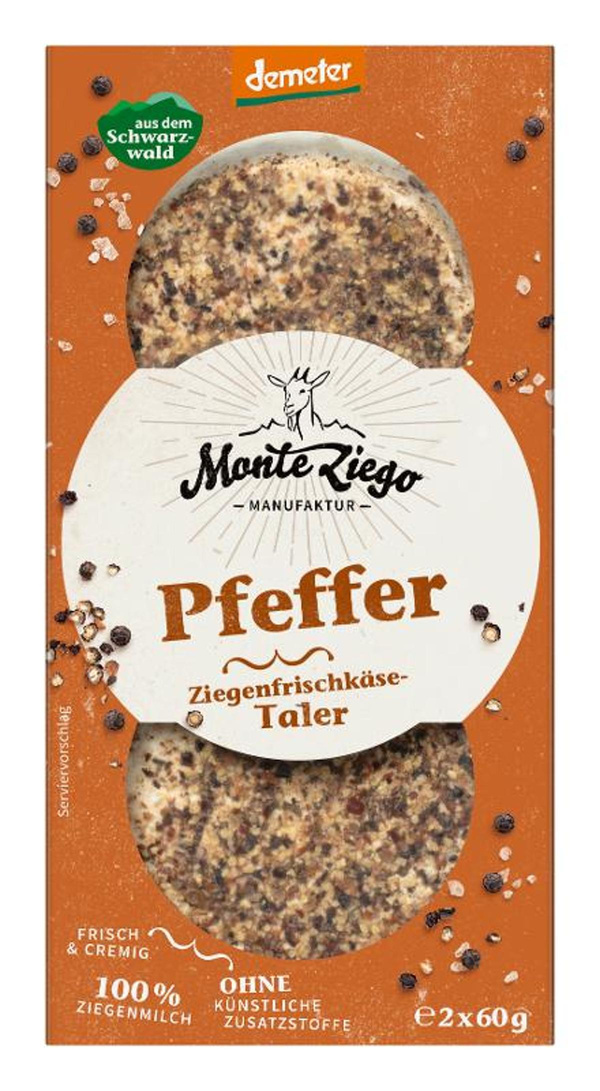 Produktfoto zu Ziegenfrischkäse Taler Pfeffer