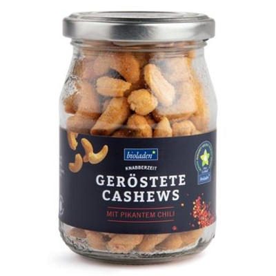 Produktfoto zu Geröstete Cashews im Glas, Chili pikant